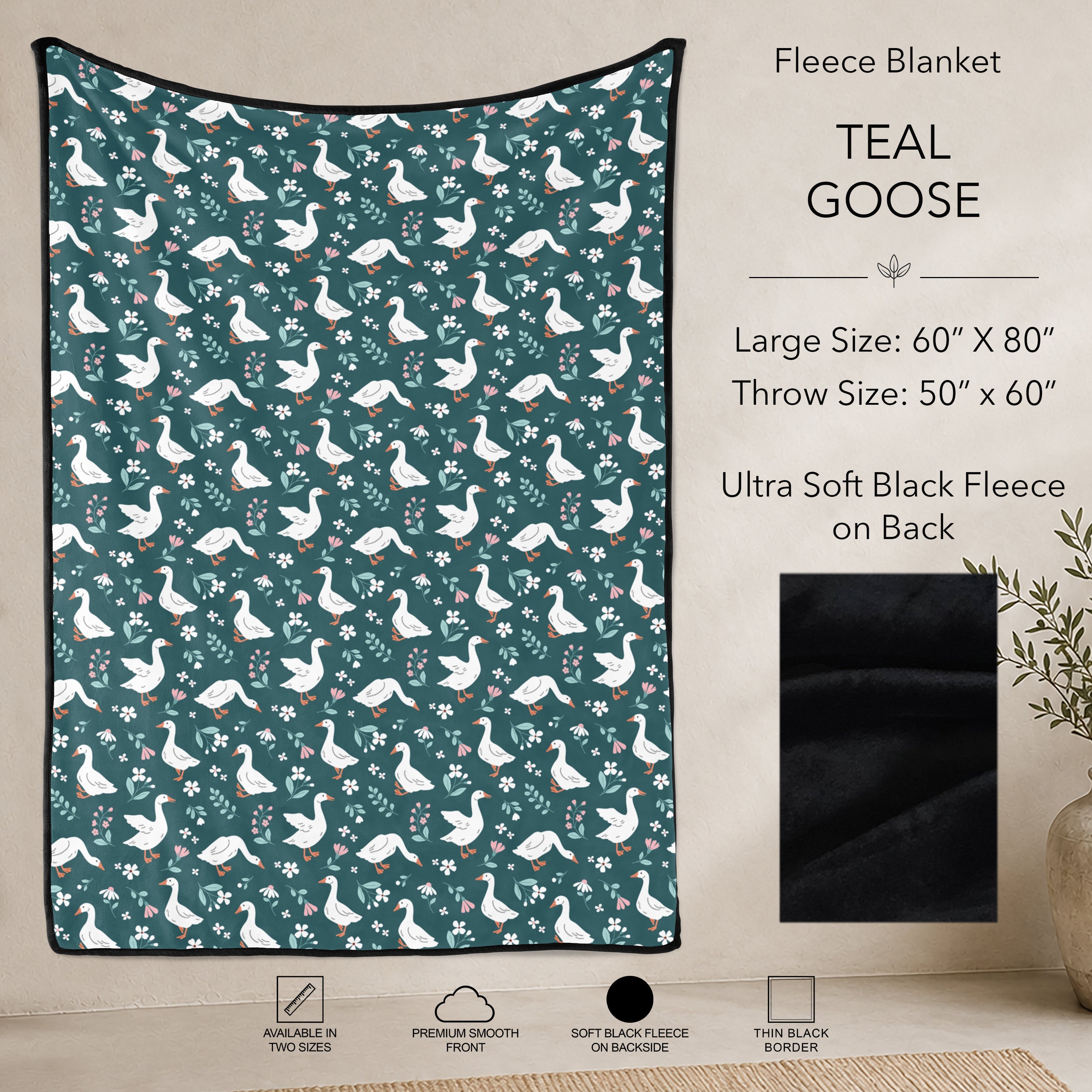 B304 - Pre-Order Teal Goose Fleece Blanket (Closes 7/31. ETA: early Oct)
