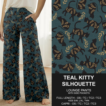 B277 - Preorder Teal Kitty Silhouette Lounge Pants (Closes 3/08. ETA: mid May)
