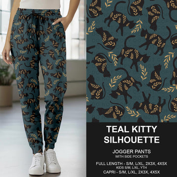 B277 - Preorder Teal Kitty Silhouette Joggers (Closes 3/08. ETA: mid May)
