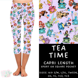 Ready to Ship - Tea Time Capri Length Leggings - OS Square Pocket