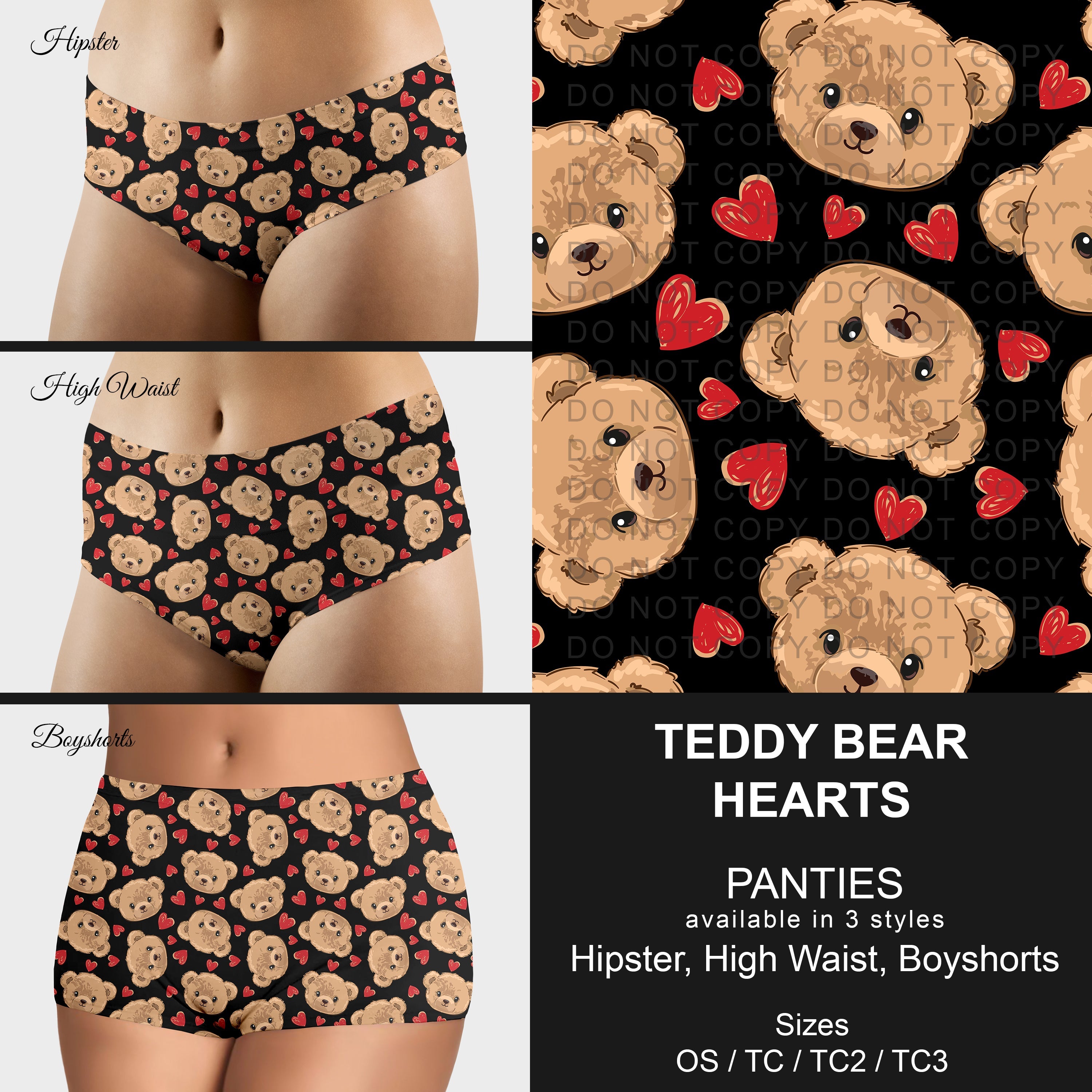 B306 - Preorder Teddy Bear Hearts Panties (Closes 8/07. ETA mid October)