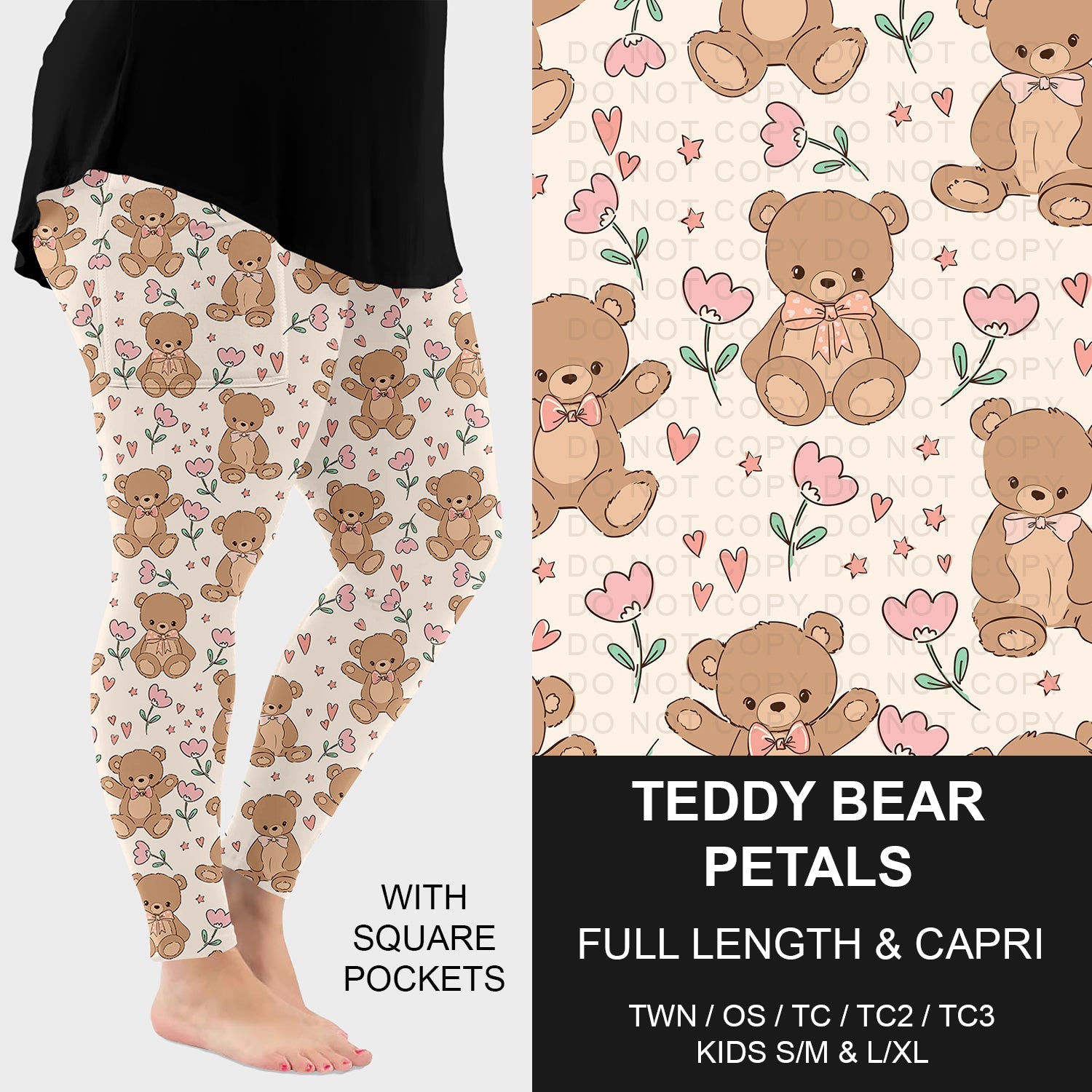 B265 - Preorder Teddy Bear Petals Leggings w/ Pockets (Closes 12/14. ETA: mid Feb.)