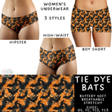 Ready To Ship - Tie Dye Bats Women's Underwear - Boy Shorts OS