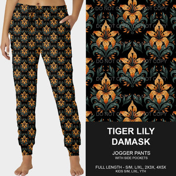 B190 - Preorder Tiger Lily Damask Joggers (Closes 10/27. ETA late Dec.)