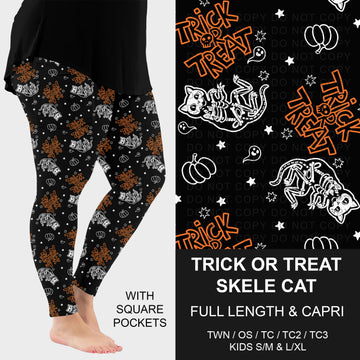 B295 - Preorder Trick or Treat Skele Cat Leggings w/ Pockets (Closes 6/14. ETA: late Aug.)