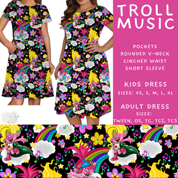 Batch #479 - Cool Characters 11 - Closes 1/21 - ETA mid/late March - Troll Music Adult & Kids Dresses