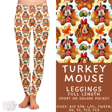 Ready to Ship - Turkey Mouse Full Length Leggings - Square Pocket OS