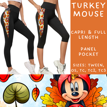 Batch #212 - Magical Fall Sets - Closes 10/8 - ETA mid Nov - Turkey Mouse Panel Pocket Full and Capri Length Leggings