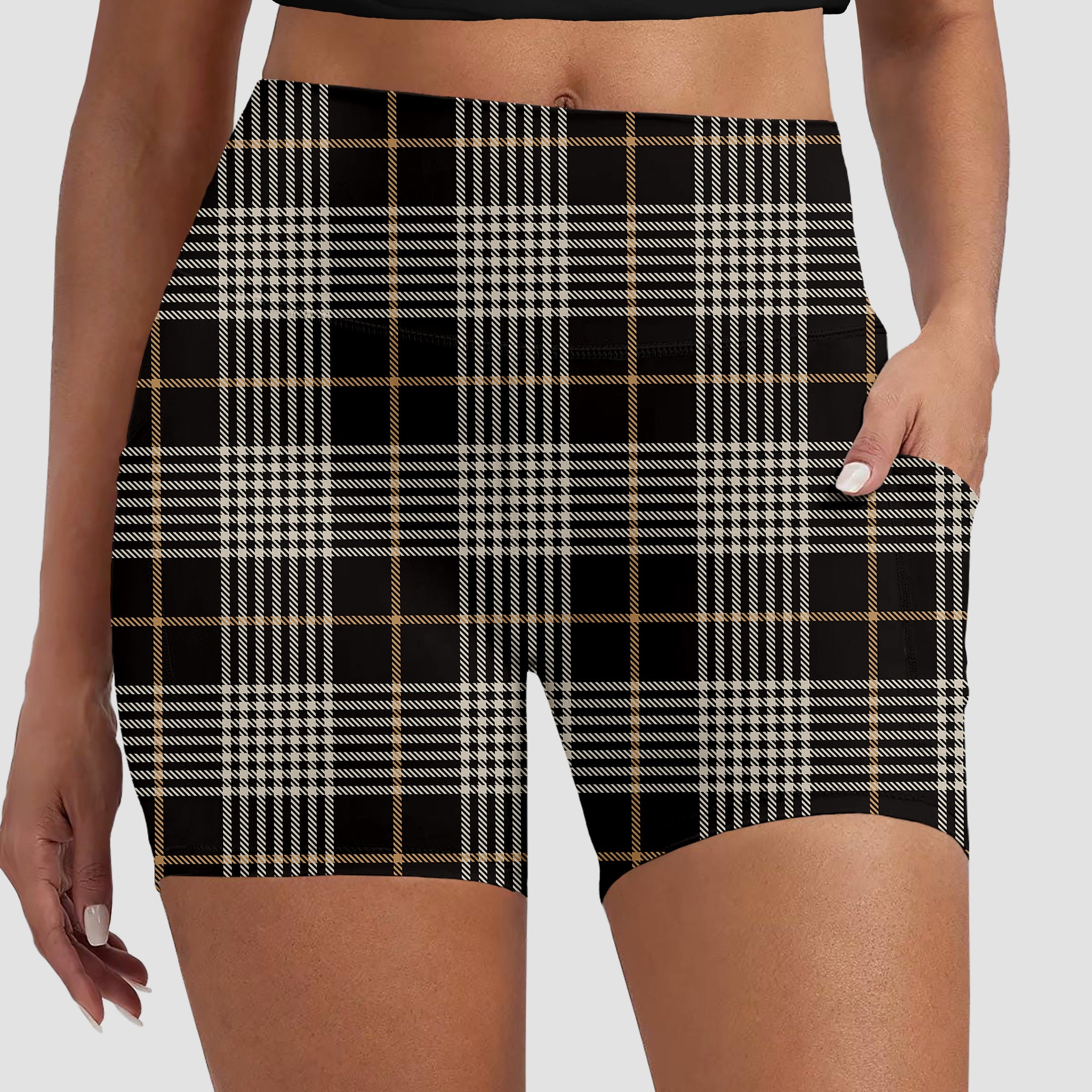 RTS - Talk To Me Plaid Biker Shorts w/ Pockets