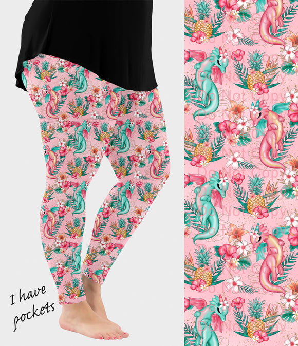 RTS - Tropical Dragon Leggings w/ Pockets