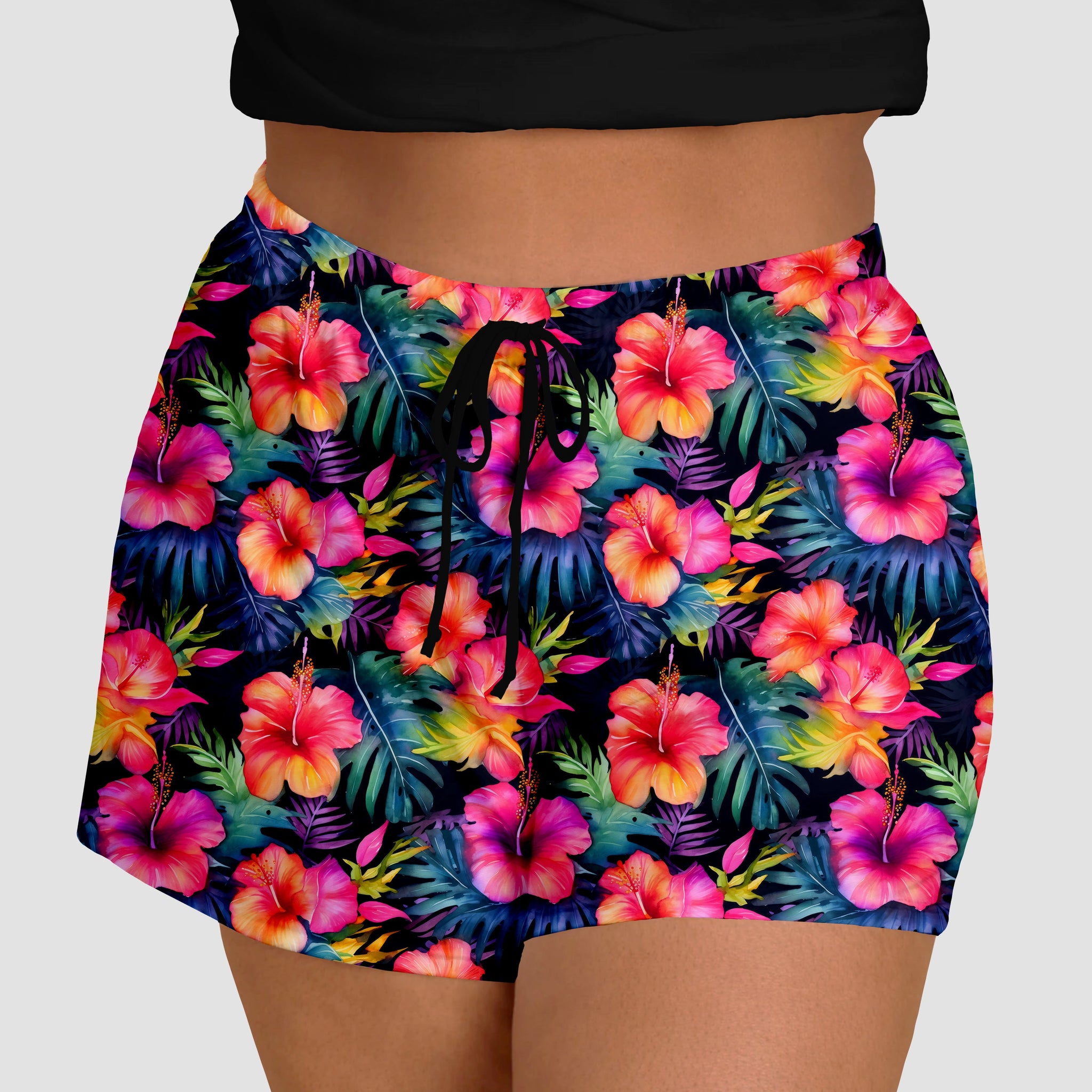 RTS - Tropical Hibiscus Jogger Shorts