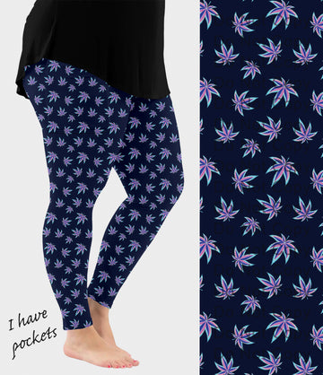 RTS - Twilight Cannabis Leggings with Pockets
