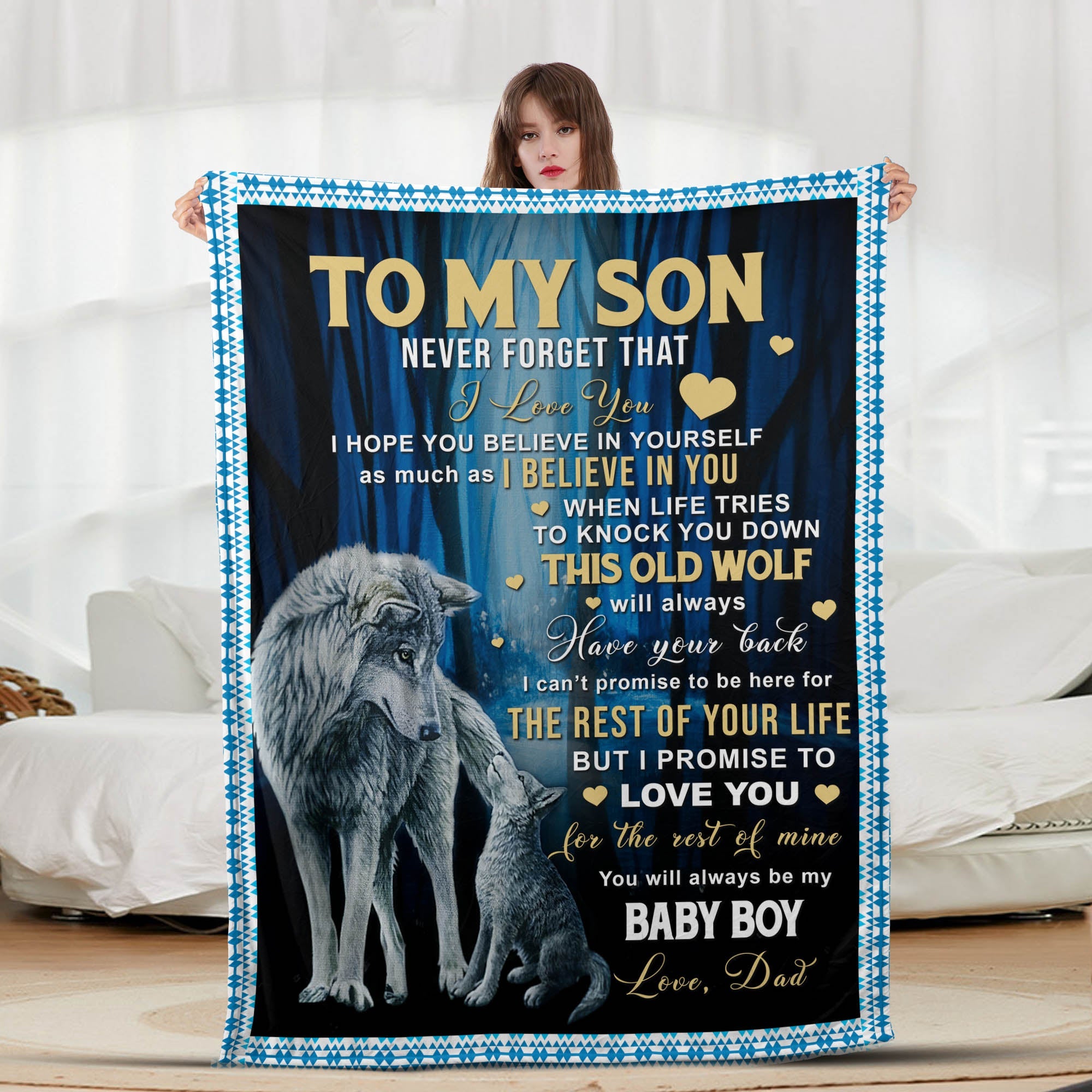 Son Blue Wolf - Letter Sherpa Blankets- Preorder Closing 10/2