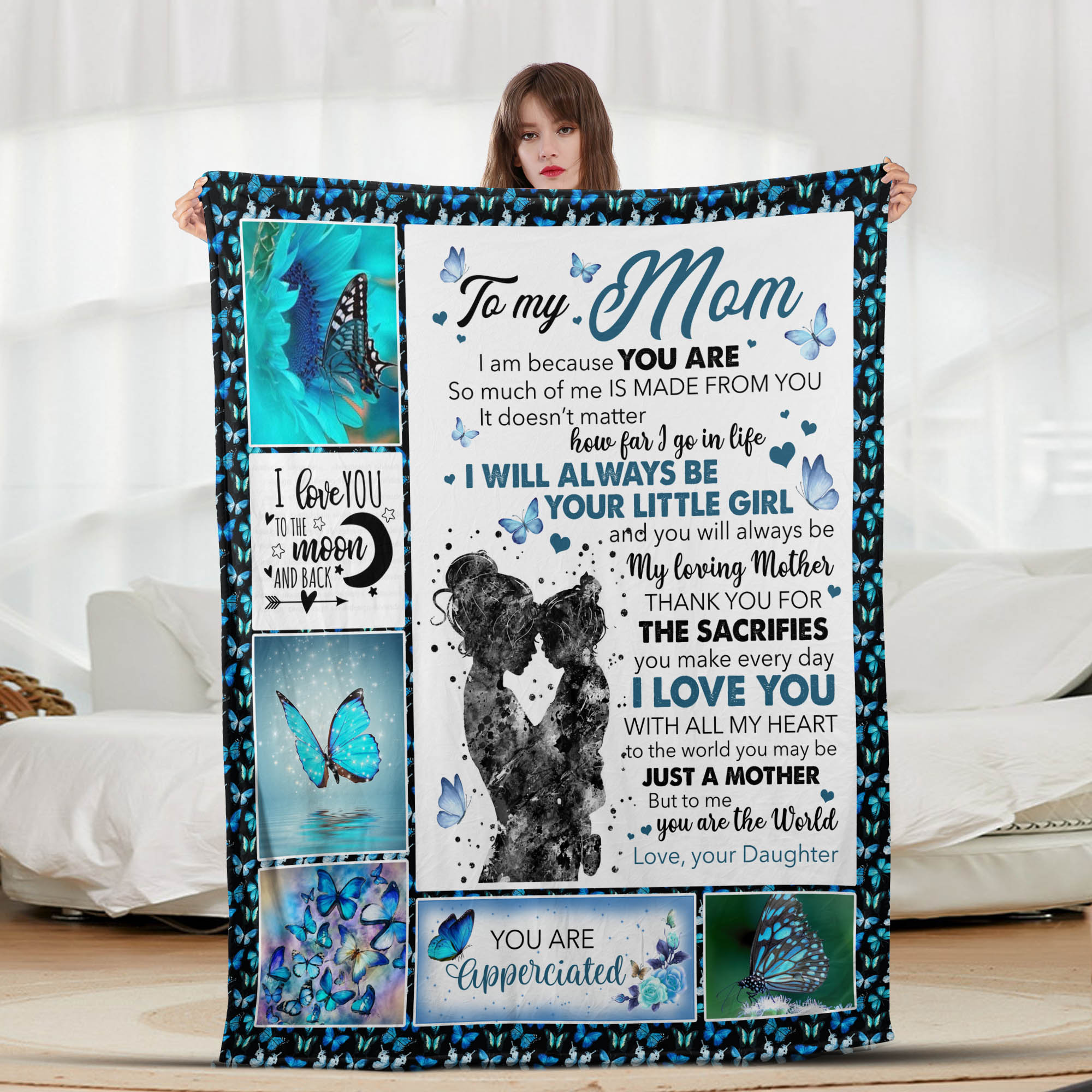 To My Mom Butterfly - Letter Sherpa Blankets- Preorder Closing 10/2