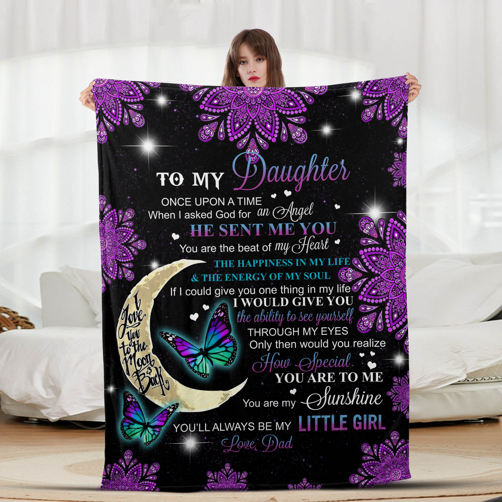 Moon To Daughter from Dad - Letter Sherpa Blankets- Preorder Closing 10/2