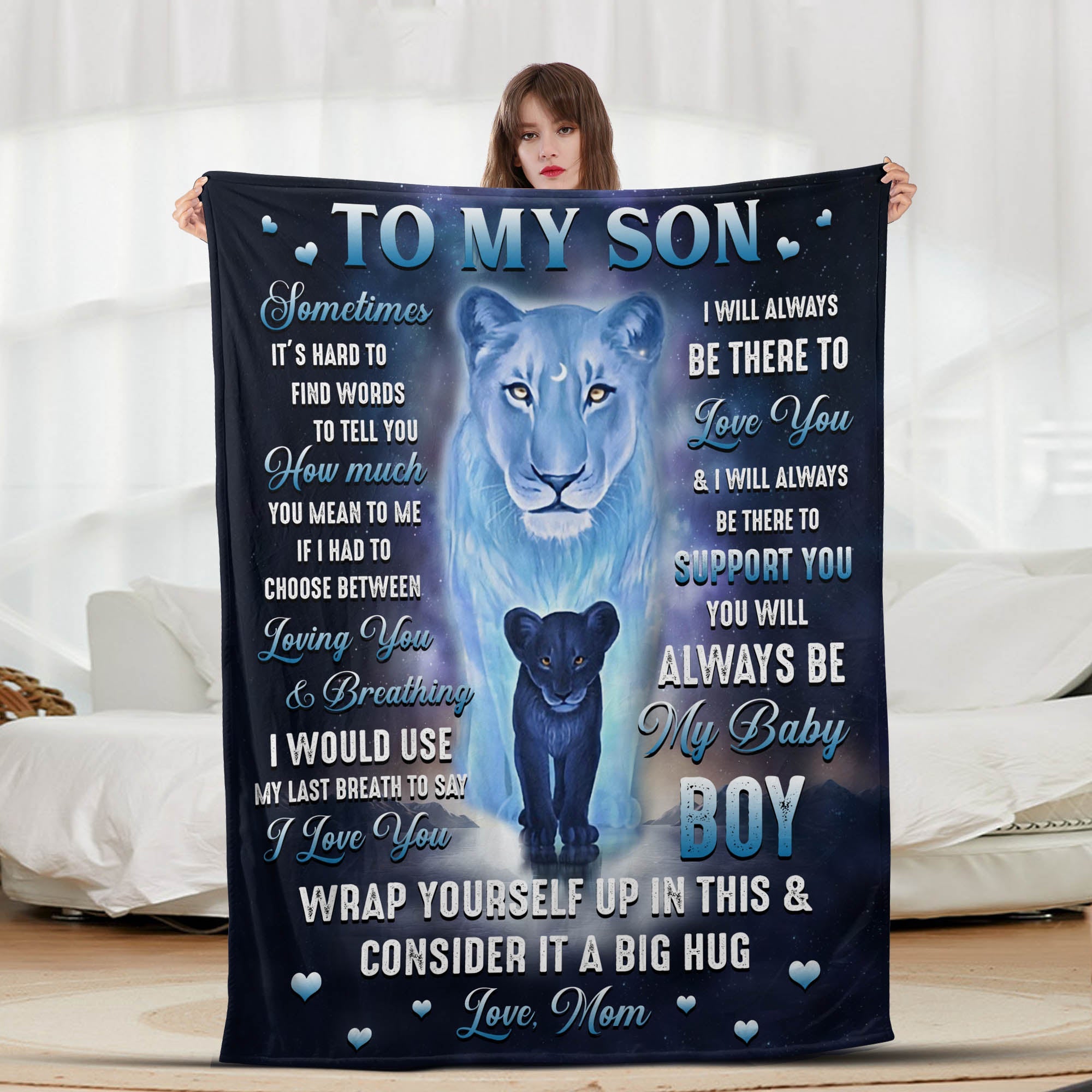 To My Son Light Blue Panther - Letter Sherpa Blankets- Preorder Closing 10/2