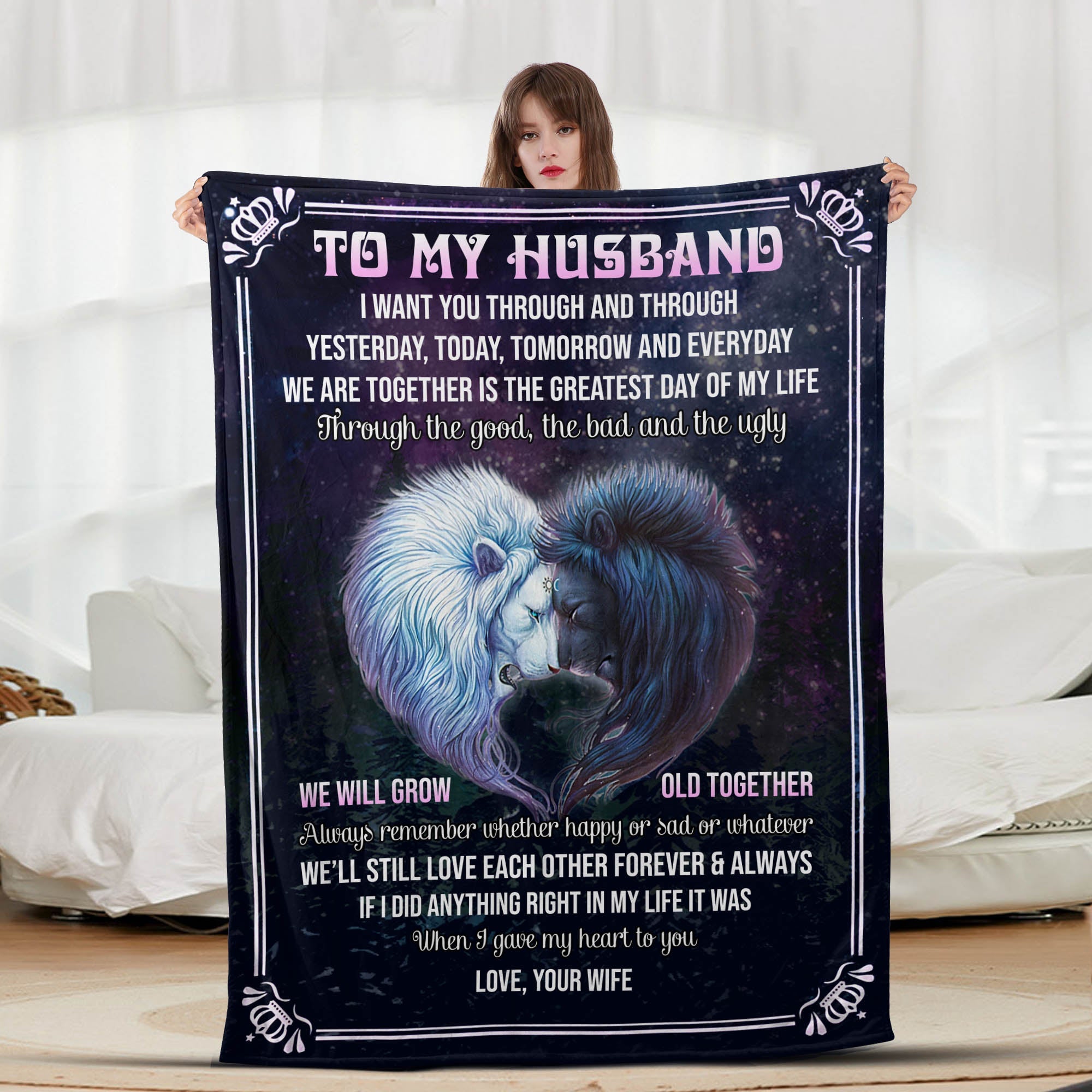 To My Husband Lion Heart - Letter Sherpa Blankets- Preorder Closing 10/2