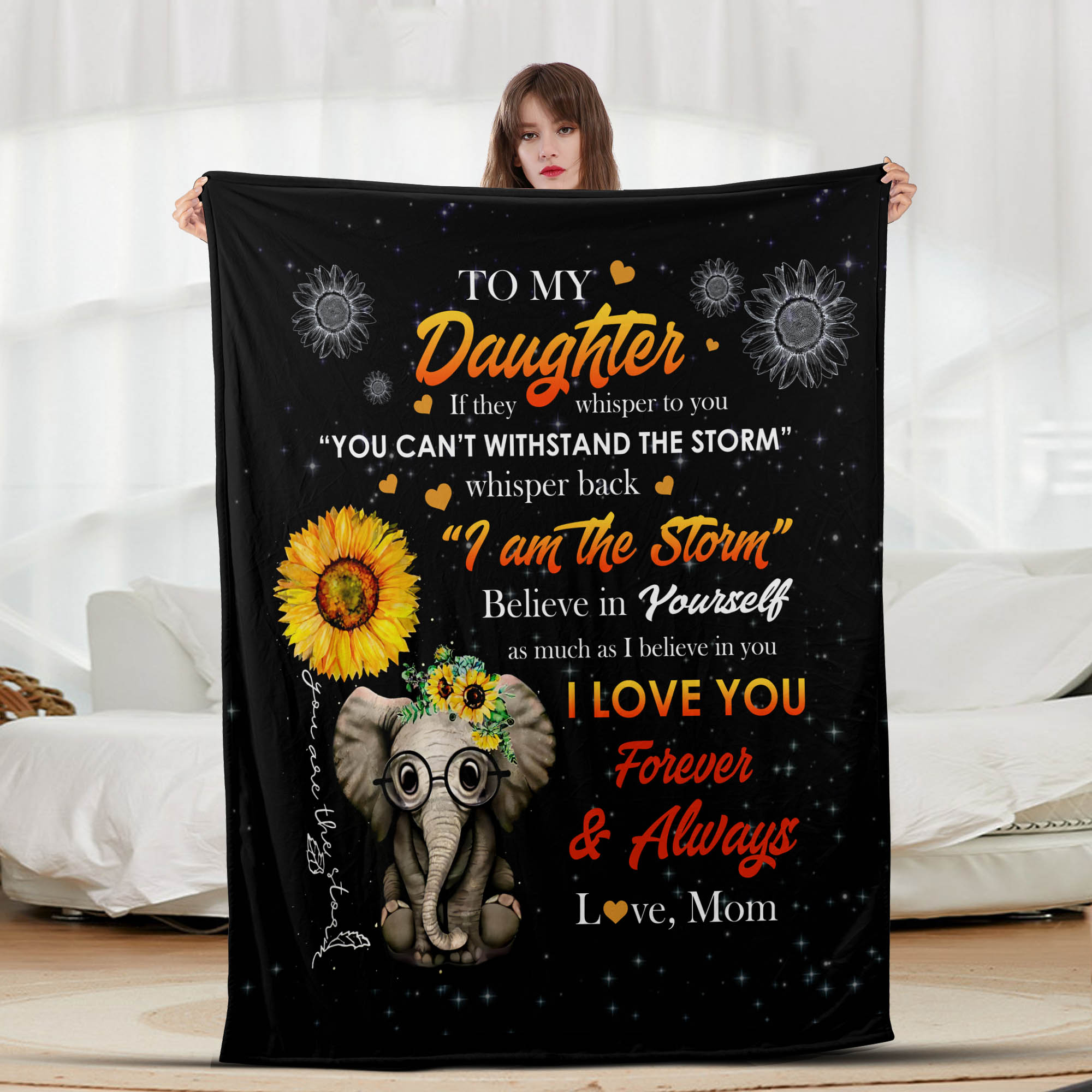 To My Daughter Elephant - Letter Sherpa Blankets- Preorder Closing 10/2