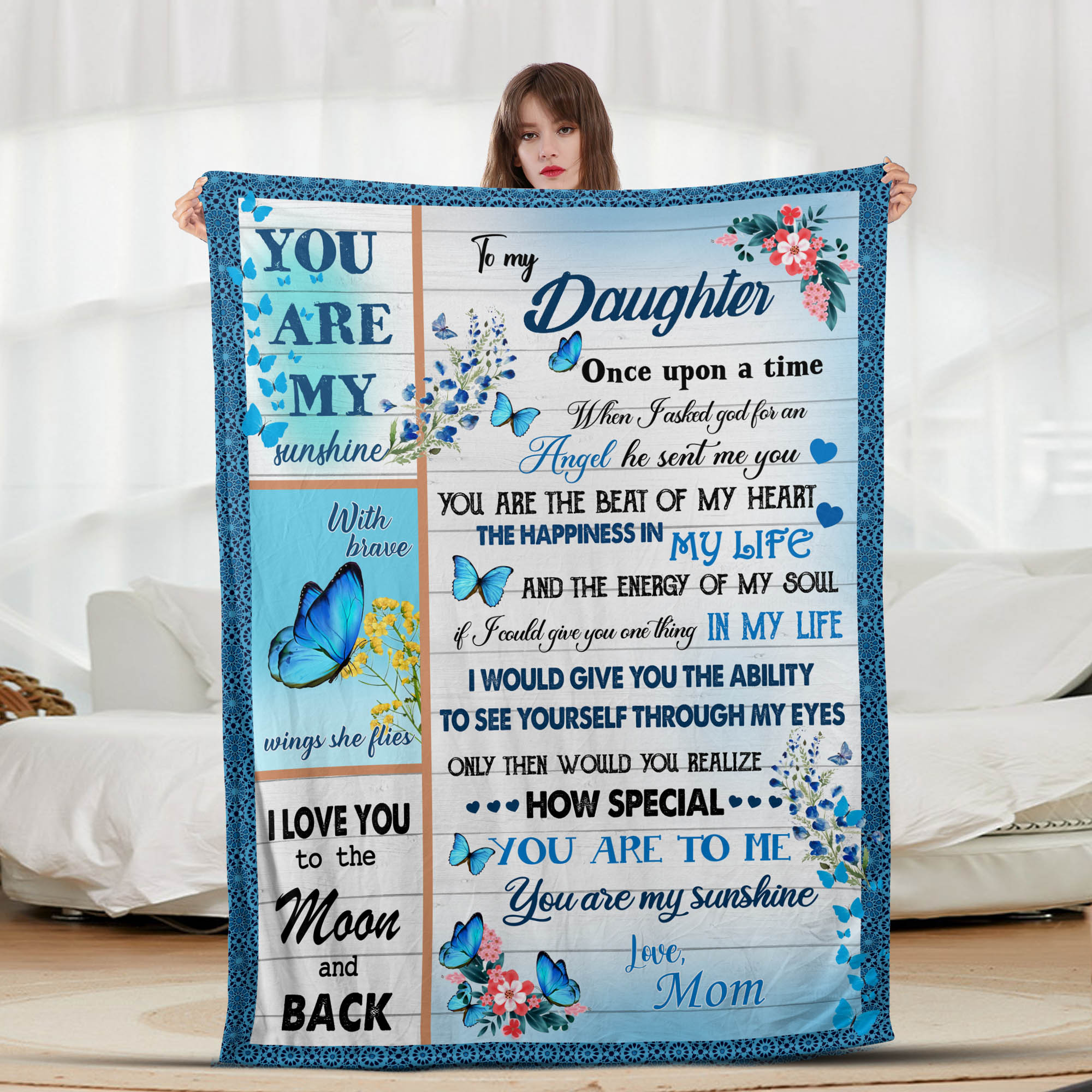 To My Daughter Once Upon A Time Blue - Letter Sherpa Blankets- Preorder Closing 10/2