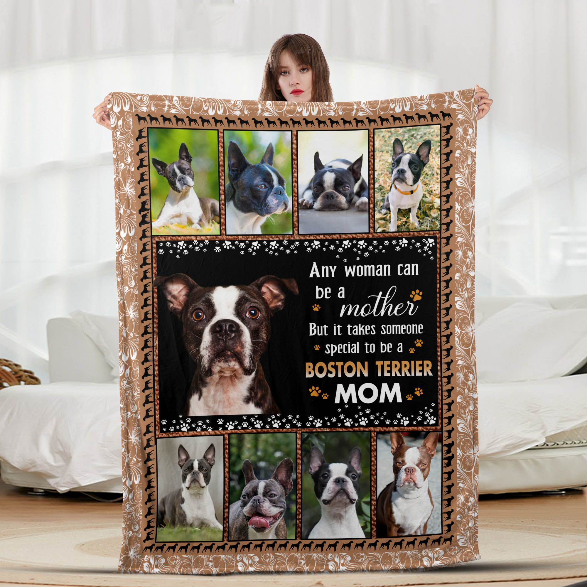 Boston Terrier Mom - Letter Sherpa Blankets- Preorder Closing 10/2