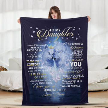 Daughter Wolf Navy - Letter Sherpa Blankets- Preorder Closing 10/2