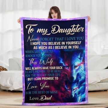 To My Daughter Galaxy Wolf - Letter Sherpa Blankets- Preorder Closing 10/2