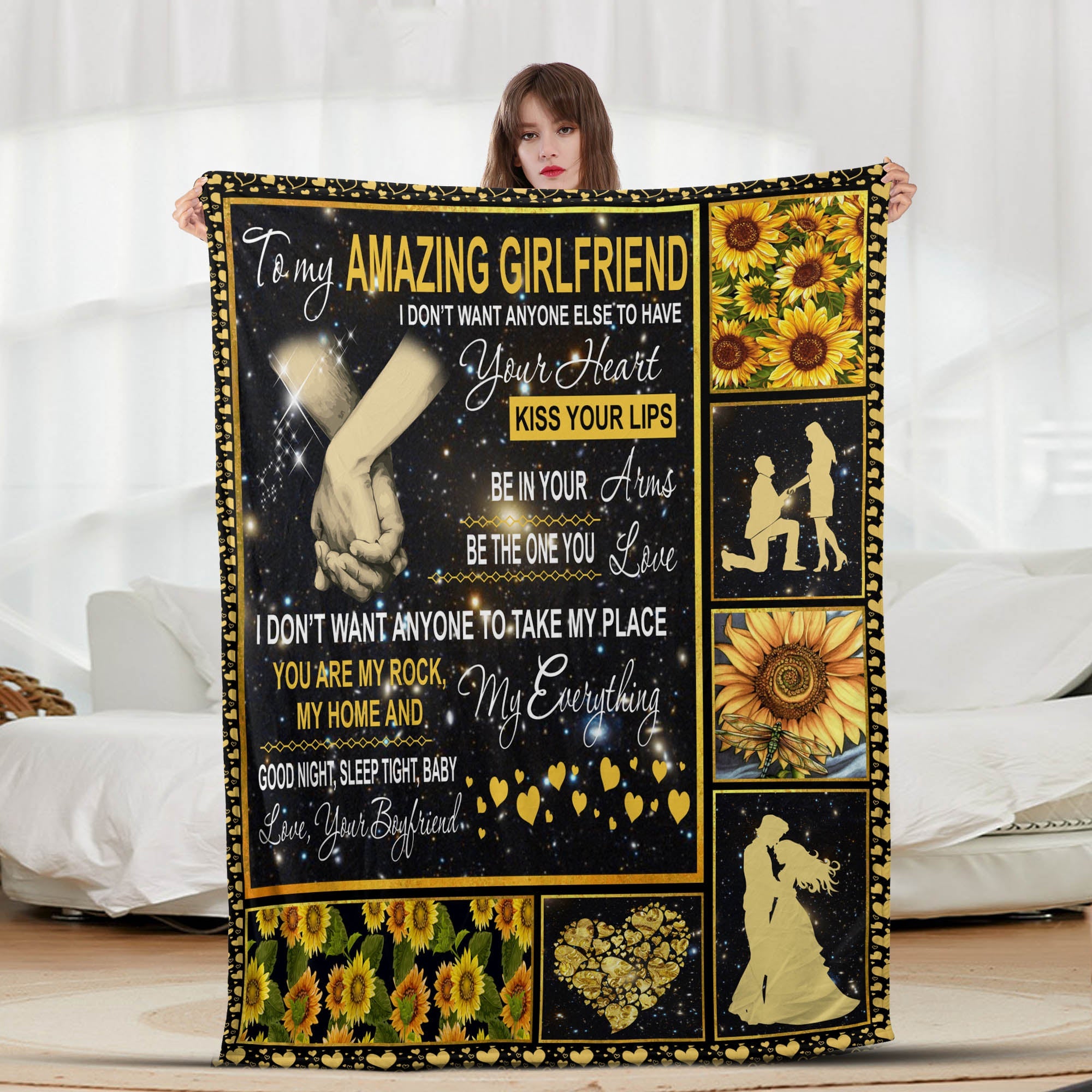 Sunflower Amazing Girlfriend - Letter Sherpa Blankets- Preorder Closing 10/2