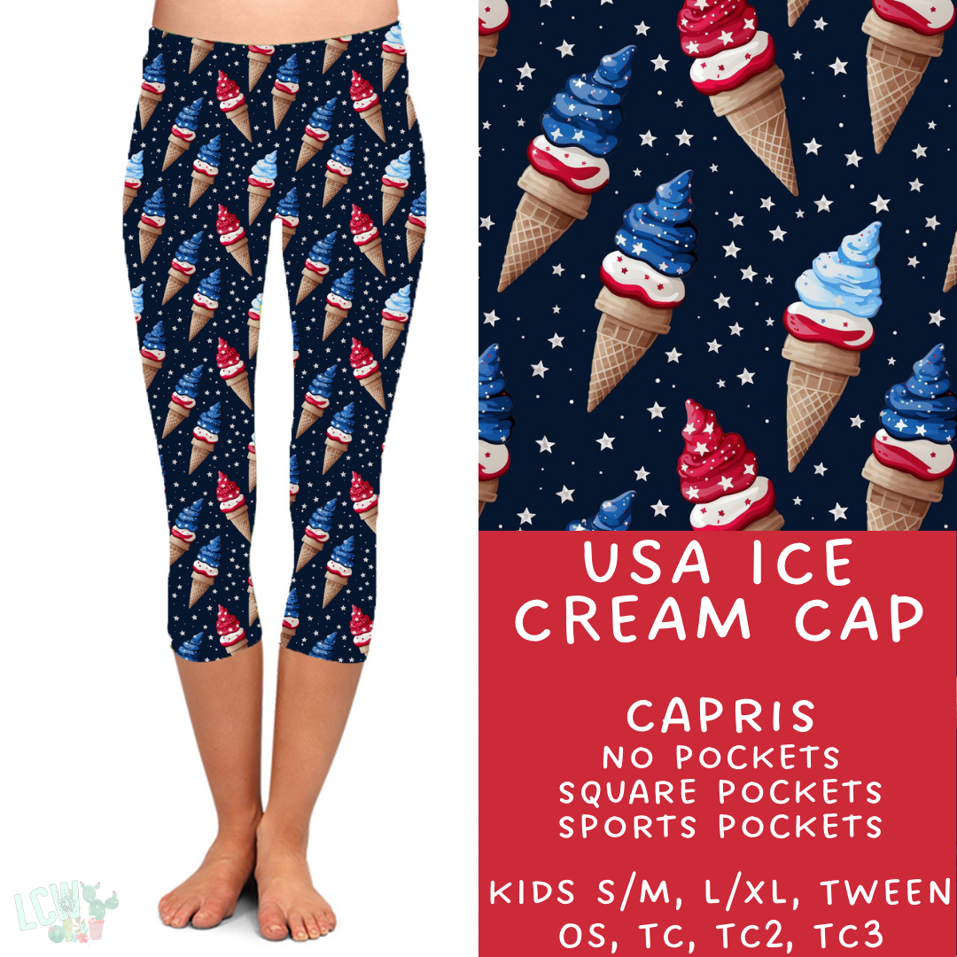 Ready To Ship - USA Ice Cream Capri Leggings