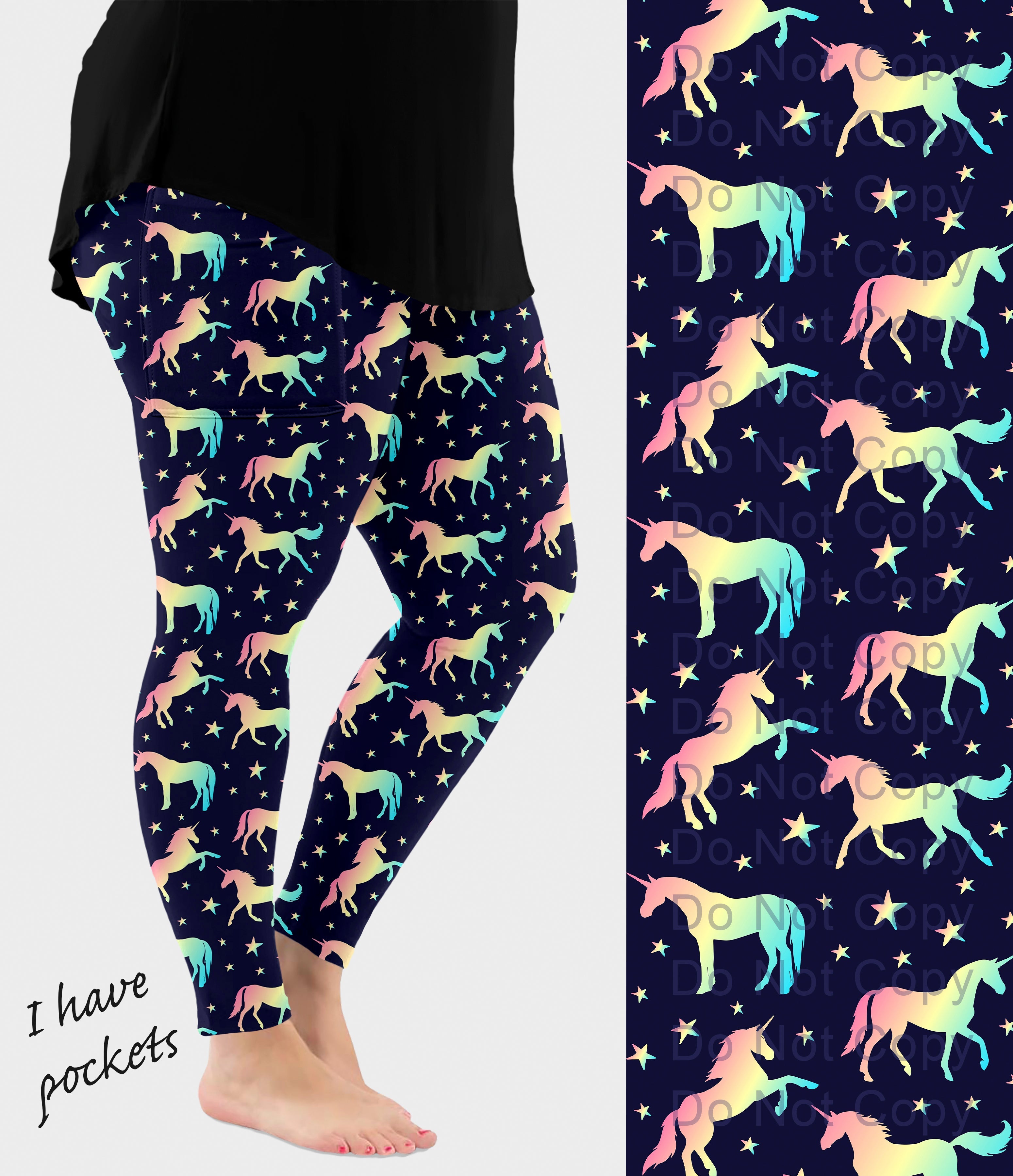 RTS - Unicorn Stars Leggings w/ Pockets