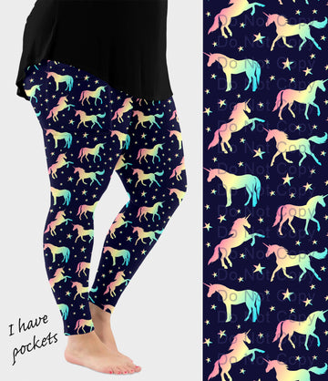 RTS - Unicorn Stars Leggings w/ Pockets