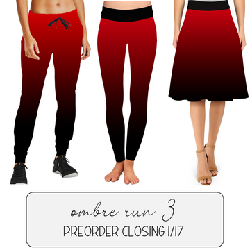 RED BLACK OMBRE - SKIRT/LEGGING/JOGGER/LOUNGER - OMBRE RUN 3 PREORDER CLOSING 1/17