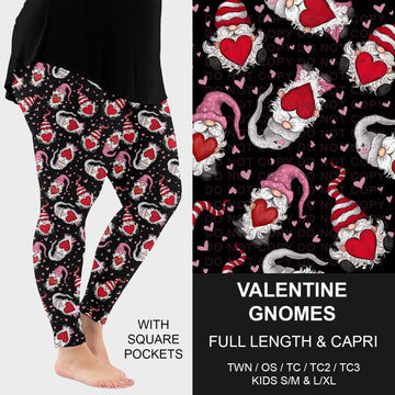 B263 - Preorder Valentine Gnomes Leggings w/ Pockets (Closes 11/30. ETA: late Jan.)