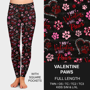 B196 - Preorder Valentine Paws Leggings w/ Pockets (Closes 11/24. ETA late Jan.)