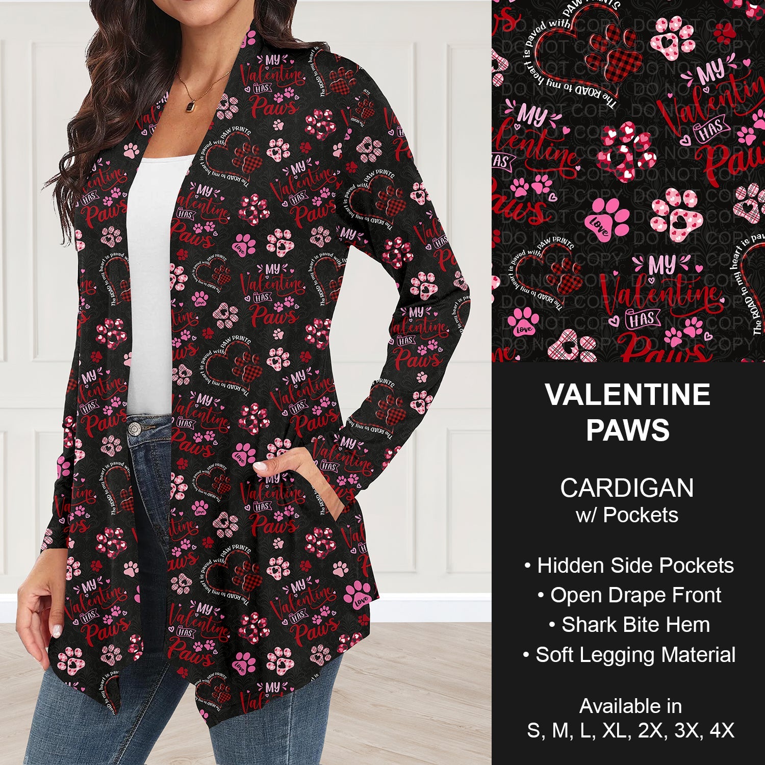 B263 - Preorder Valentine Paws Cardigan w/ Pockets (Closes 11/30. ETA: late Jan.)