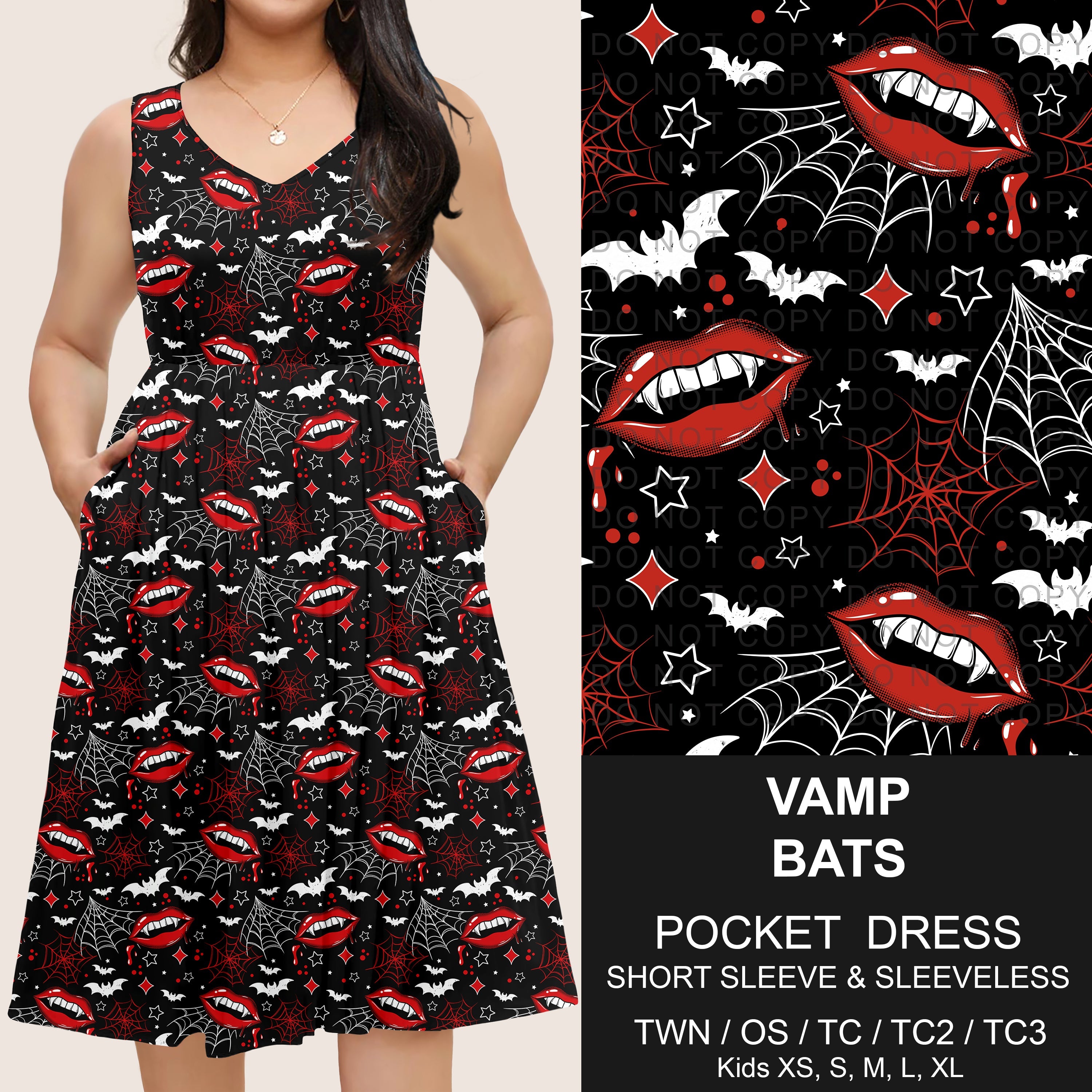 B302 - Preorder Vamp Bats Pocket Dress (Closes 7/24. ETA: early Oct)