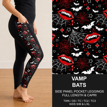 B305 - Preorder Vamp Bats Side Panel Pocket Leggings (Closes 8/02. ETA: early Oct.)