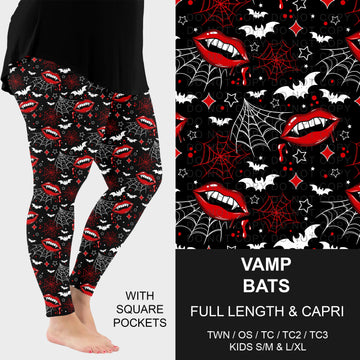 B305 - Preorder Vamp Bats Leggings w/ Pockets (Closes 8/02. ETA: early Oct.)