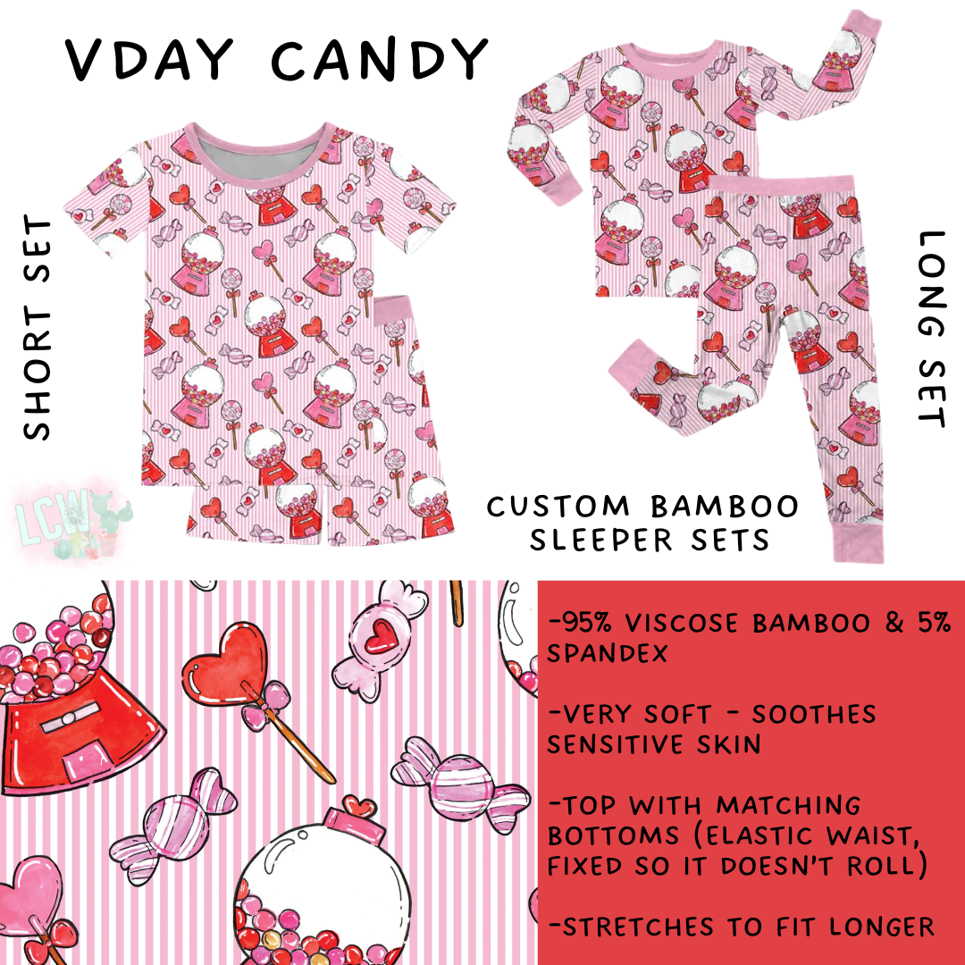 Batch #455 - Little Dreamers Lucky in Love - Closes 11/27 - ETA mid January - Vday Candy Bamboo Short and Long Sleeper Set