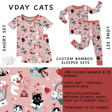 Batch #455 - Little Dreamers Lucky in Love - Closes 11/27 - ETA mid January - Vday Cats Bamboo Short and Long Sleeper Set
