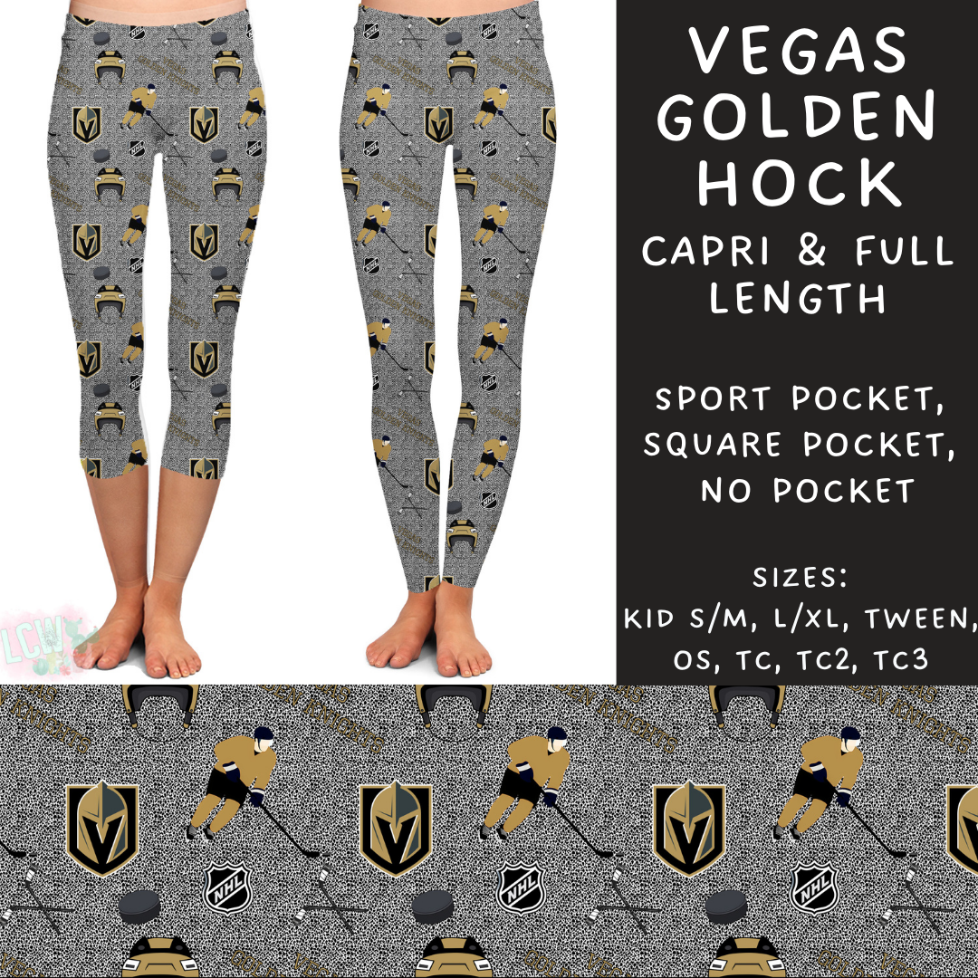 Batch #243 - Hockey - Closes 11/25 - ETA mid Jan - Vegas Golden Hock Full and Capri Length Leggings