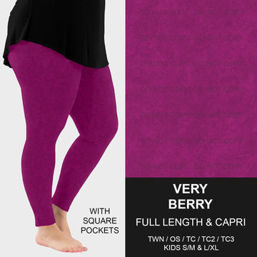 B216 - Preorder Very Berry Leggings w/ Pockets (Closes 3/09. ETA: late May)