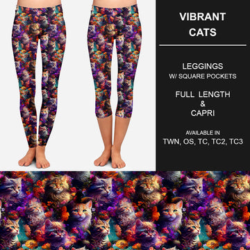 RTS - Vibrant Cats Leggings w/ Pockets