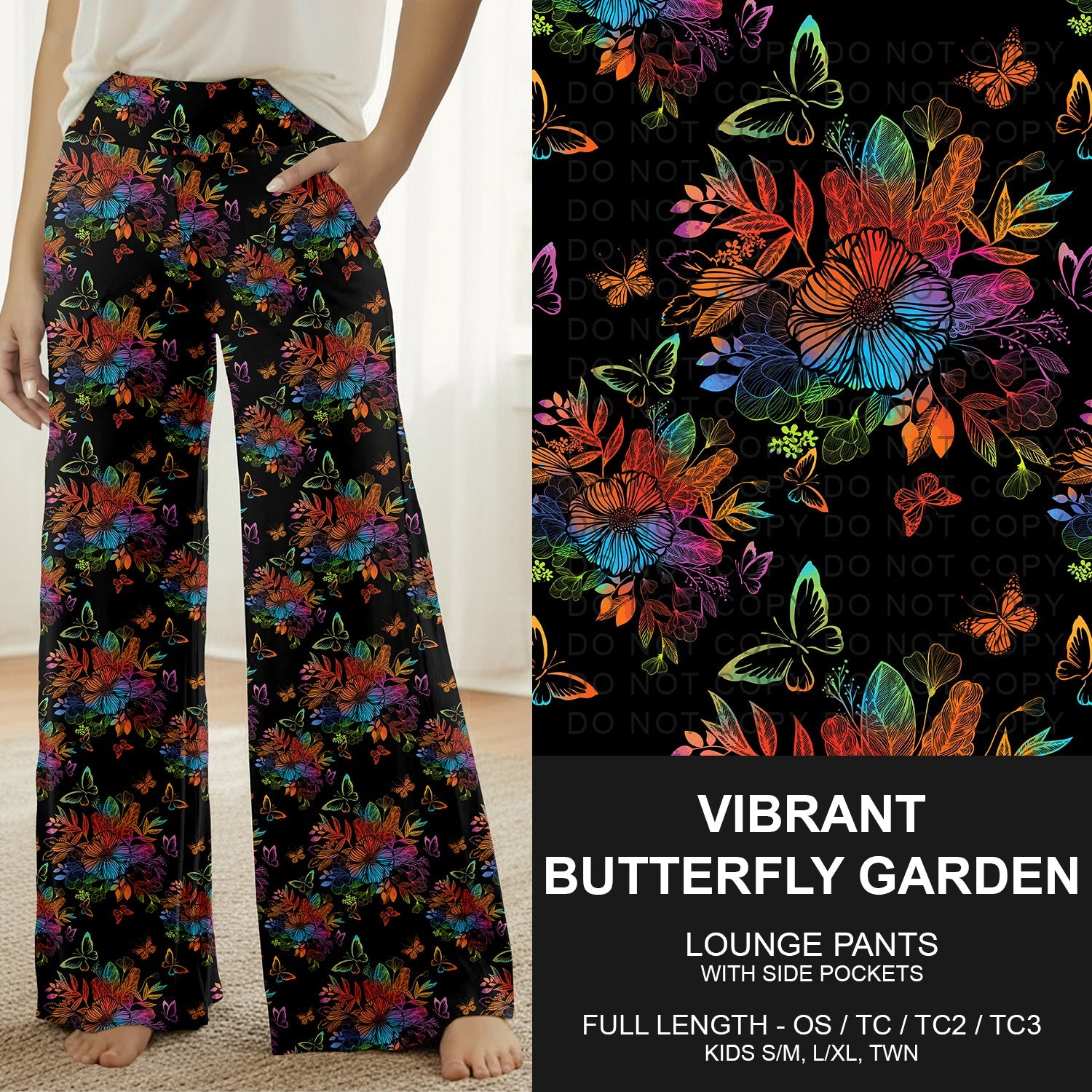 B269 - Preorder Vibrant Butterfly Garden Lounge Pants (Closes 12/28. ETA early March)