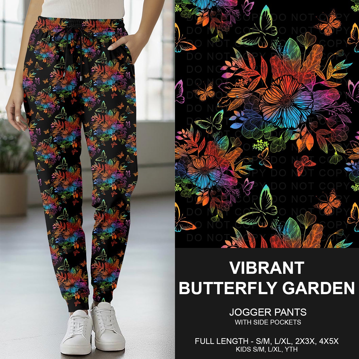 B269 - Preorder Vibrant Butterfly Garden Joggers (Closes 12/28. ETA early March)