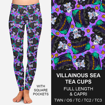 RTS - Villainous Tea Cups Leggings w/ Pockets