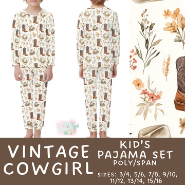Batch #344 - Family Pajama Party - Closes 5/23 - ETA late July - Vintage Cowgirl Kid's Pajama Sets