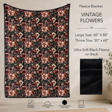 B304 - Pre-Order Vintage Flowers Fleece Blanket (Closes 7/31. ETA: early Oct)