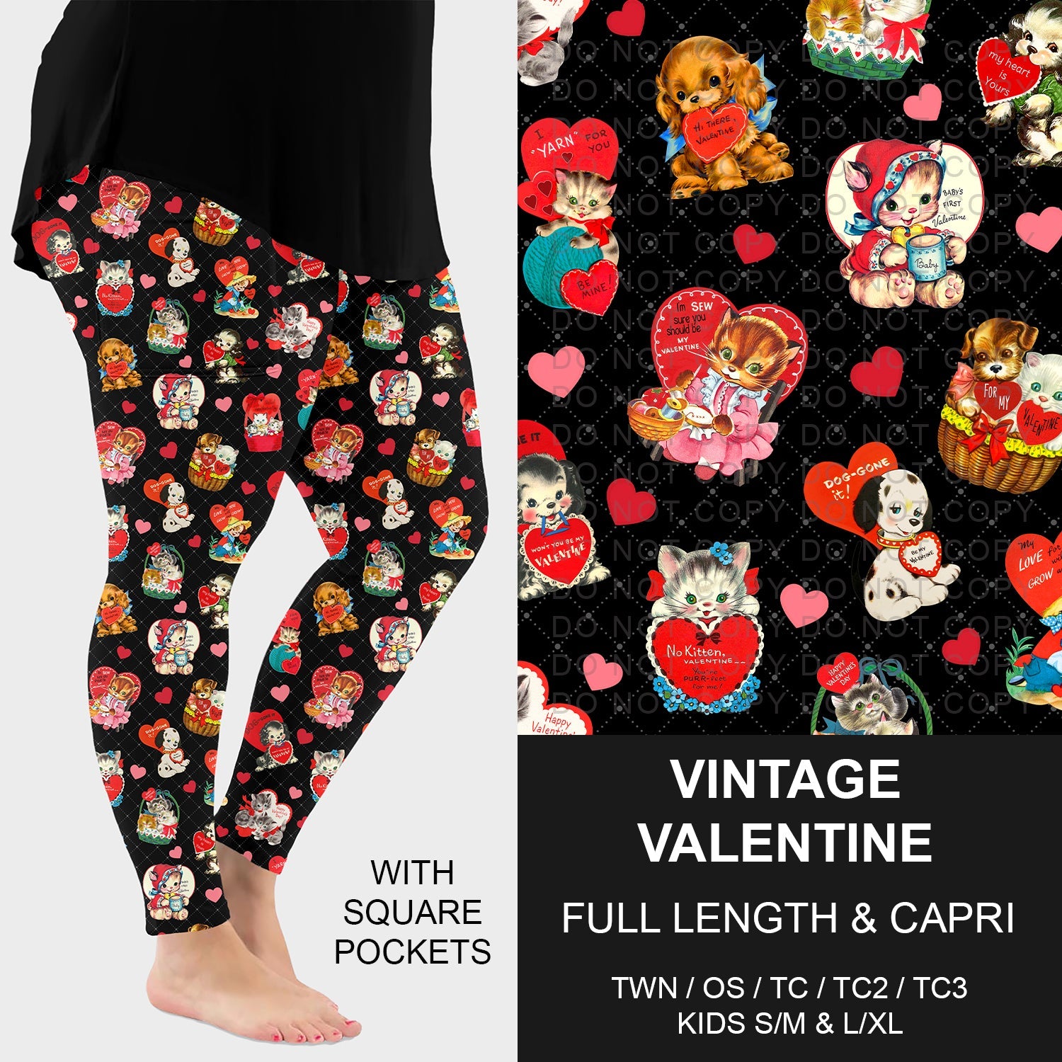 B263 - Preorder Vintage Valentine Leggings w/ Pockets (Closes 11/30. ETA: late Jan.)