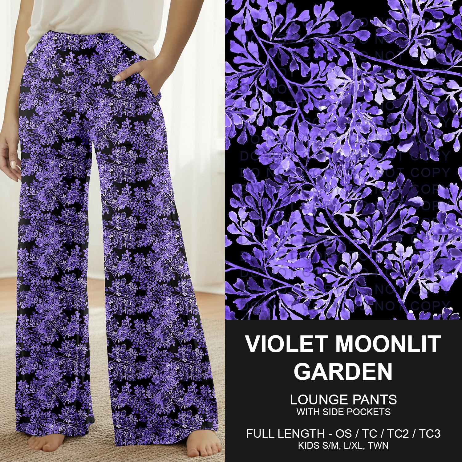 B262 - Preorder Violet Moonlit Garden Lounge Pants (Closes 11/23. ETA late Jan.)