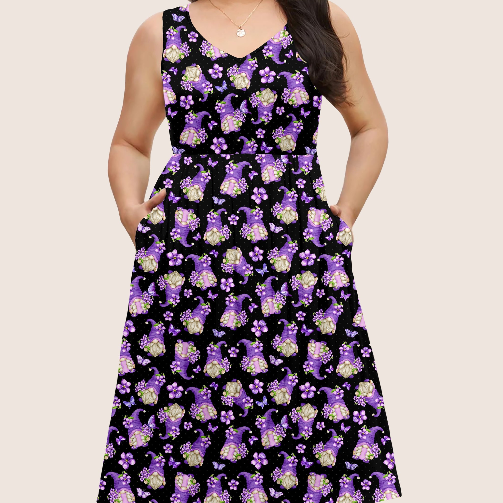 RTS - Violet Gnomes Pocket Dress